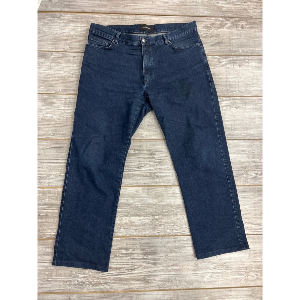Ermenegildo Zegna Mens Dark Wash Straight Leg CottonJeans Size 38 Blue